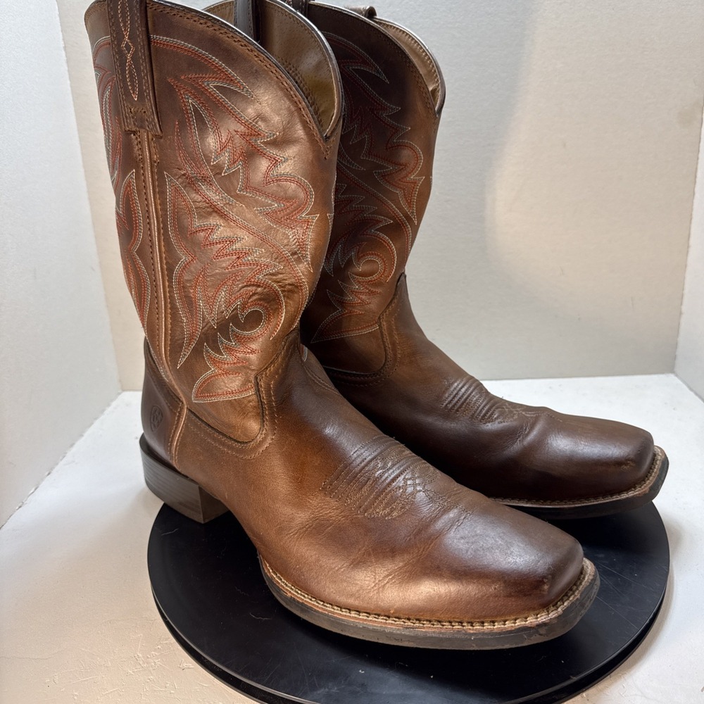 Ariat Sport Sportsman Men's Cowboy Boots Square Toe Brown Leather Size 14D